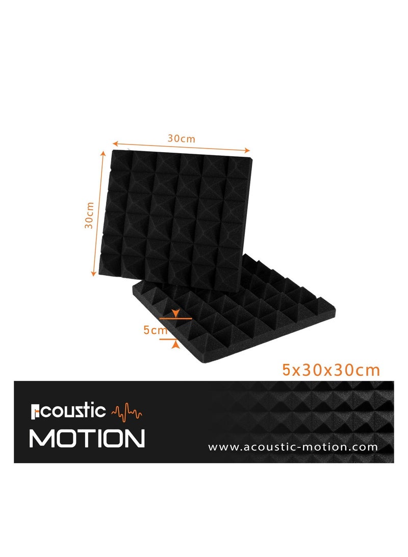 Acoustic Motion acoustic Foam Panels-Sound Proof PYRAMIDS design Panel With Self-Adhesive Set Of 12 5X30X30Cm Dark Grey Stylish Acoustic Panels Basic For studio,recording,home,office,Acoustic Room Treatment - Image 5